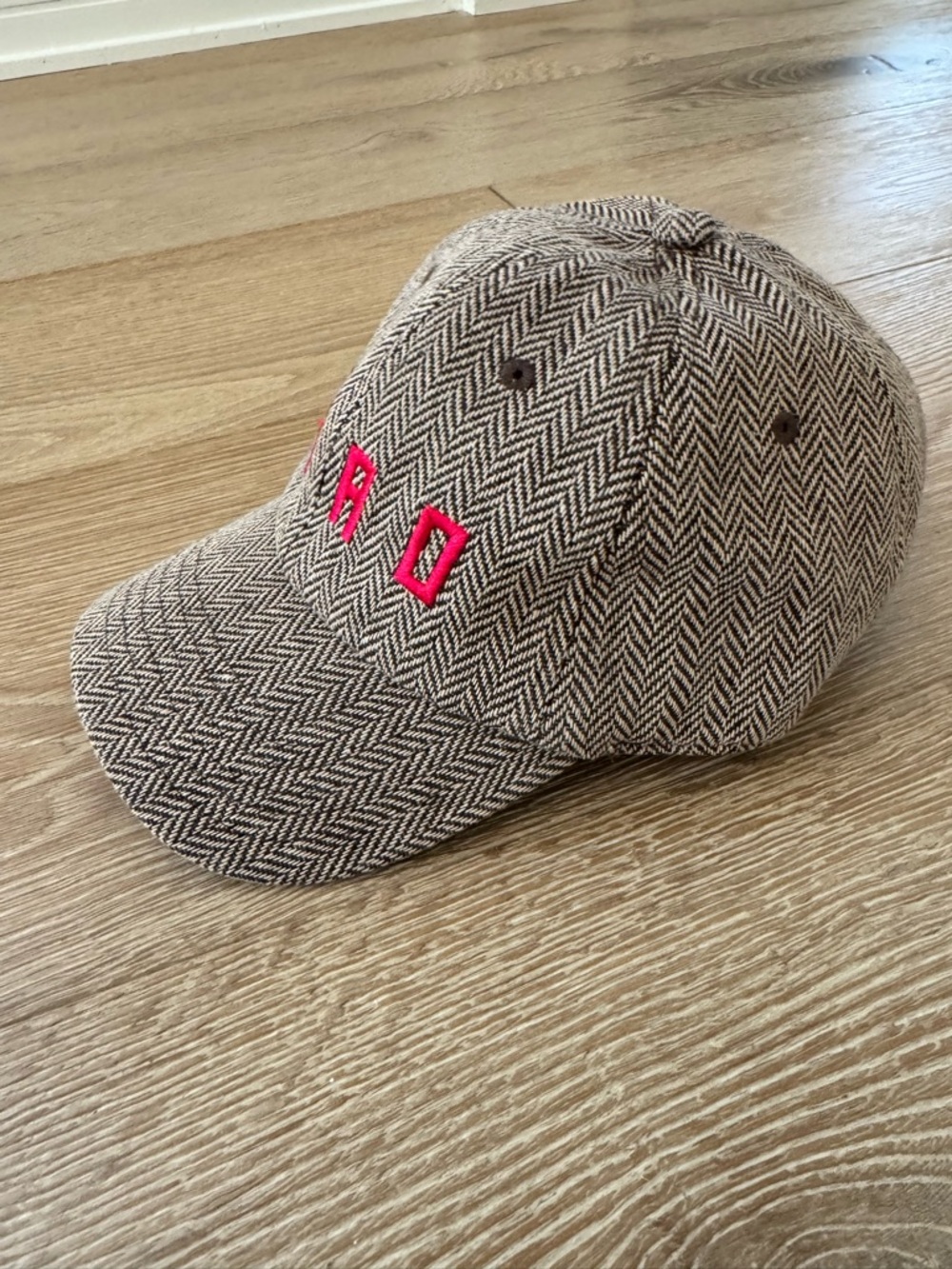 Clare V. Herringbone Baseball Cap with Red Embroidery - worn once - Picture 5 of 8
